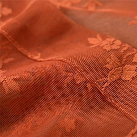 Burnt Orange Sheer Curtains 36 Inch Length 2 Panels, Rustic Fall Curtains - Picture 5 of 8